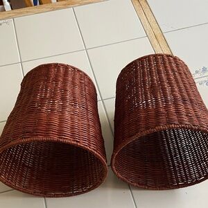 2 vintage wicker lampshades